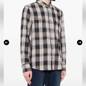 PAIGE Everett Beige and Brown Plaid Shirt